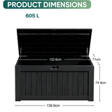 Coffre de rangement en résine – grand, résistant aux intempéries, anti-UV et verrouillable, idéal pour les coussins, les outils de jardin et les accessoires de piscine.