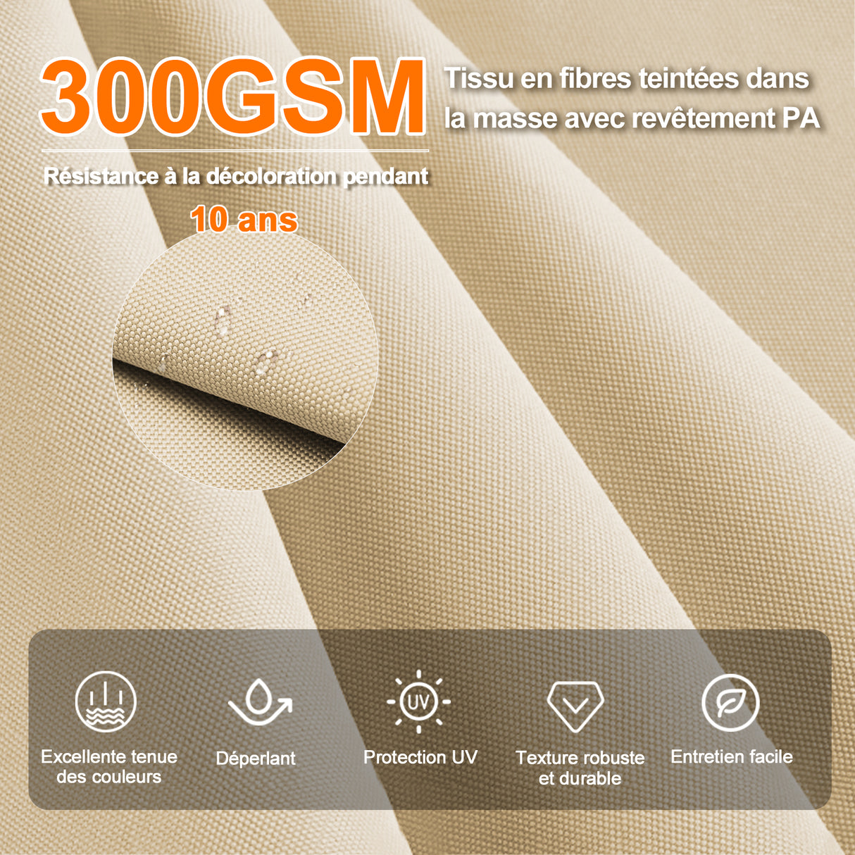 Patioslife Aegis – Parasol déporté Premium avec éclairage LED intégré, base croisée en métal et baleines en fibre de verre