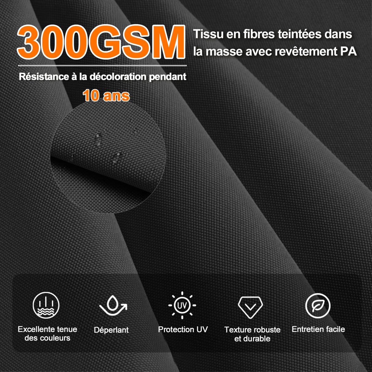 Patioslife Aegis – Parasol déporté Premium avec éclairage LED intégré, base croisée en métal et baleines en fibre de verre
