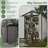 Abri de Jardin en Résine Patioslife YardVault avec Plancher - Cabanon de Rangement Étanche & Anti-UV - Structure Renforcée pour Outils et Vélos
