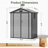 Abri de Jardin en Résine Patioslife YardVault avec Plancher - Cabanon de Rangement Étanche & Anti-UV - Structure Renforcée pour Outils et Vélos