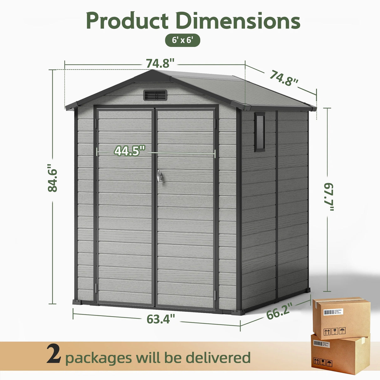Abri de Jardin en Résine Patioslife YardVault avec Plancher - Cabanon de Rangement Étanche & Anti-UV - Structure Renforcée pour Outils et Vélos