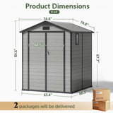 Abri de Jardin en Résine Patioslife YardVault avec Plancher - Cabanon de Rangement Étanche & Anti-UV - Structure Renforcée pour Outils et Vélos