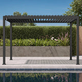 Black Aluminium Louvered Pergola,patioslife,Poolside,Outdoor Leisure Area,Outdoor Kitchen or Dining Area,Garden Pathway,Rooftop Terrace,Sun Shading & Light Contro,Space Definition