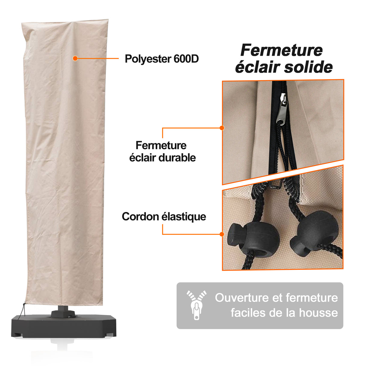 Patioslife Aegis – Housse pour Parasol Déporté de 2,7–4 m – Oxford 600D, Imperméable & Anti-UV