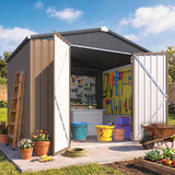 Patioslife Abri de Jardin Métal en Acier Galvanisé à Toit Double Pente – Abri de Rangement Extérieur Résistant aux Intempéries pour Outils de Jardin