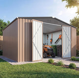 Patioslife Abri de Jardin Métal en Acier Galvanisé à Toit Double Pente – Abri de Rangement Extérieur Résistant aux Intempéries pour Outils de Jardin