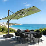 Patioslife Aegis – Parasol déporté Premium avec éclairage LED intégré, base croisée en métal et baleines en fibre de verre