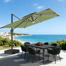 Patioslife Aegis – Parasol déporté Premium avec éclairage LED intégré, base croisée en métal et baleines en fibre de verre