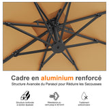 Patioslife Aegis Pro – Parasol déporté avec base croisée en métal et structure renforcée en aluminium thermolaqué