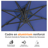 Patioslife Aegis Pro – Parasol déporté avec base croisée en métal et structure renforcée en aluminium thermolaqué