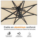 Patioslife Aegis Pro – Parasol déporté avec base croisée en métal et structure renforcée en aluminium thermolaqué
