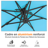 Patioslife Aegis Pro – Parasol déporté avec base croisée en métal et structure renforcée en aluminium thermolaqué