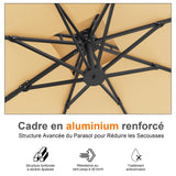 Patioslife Aegis Pro – Parasol déporté avec base croisée en métal et structure renforcée en aluminium thermolaqué