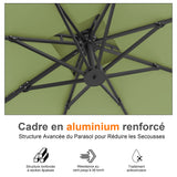 Patioslife Aegis Pro – Parasol déporté avec base croisée en métal et structure renforcée en aluminium thermolaqué