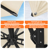 Patioslife Aegis – Parasol déporté Premium avec éclairage LED intégré, base croisée en métal et baleines en fibre de verre