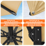 Patioslife Aegis Pro – Parasol déporté avec base croisée en métal et structure renforcée en aluminium thermolaqué