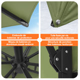 Patioslife Aegis – Parasol déporté Premium avec éclairage LED intégré, base croisée en métal et baleines en fibre de verre