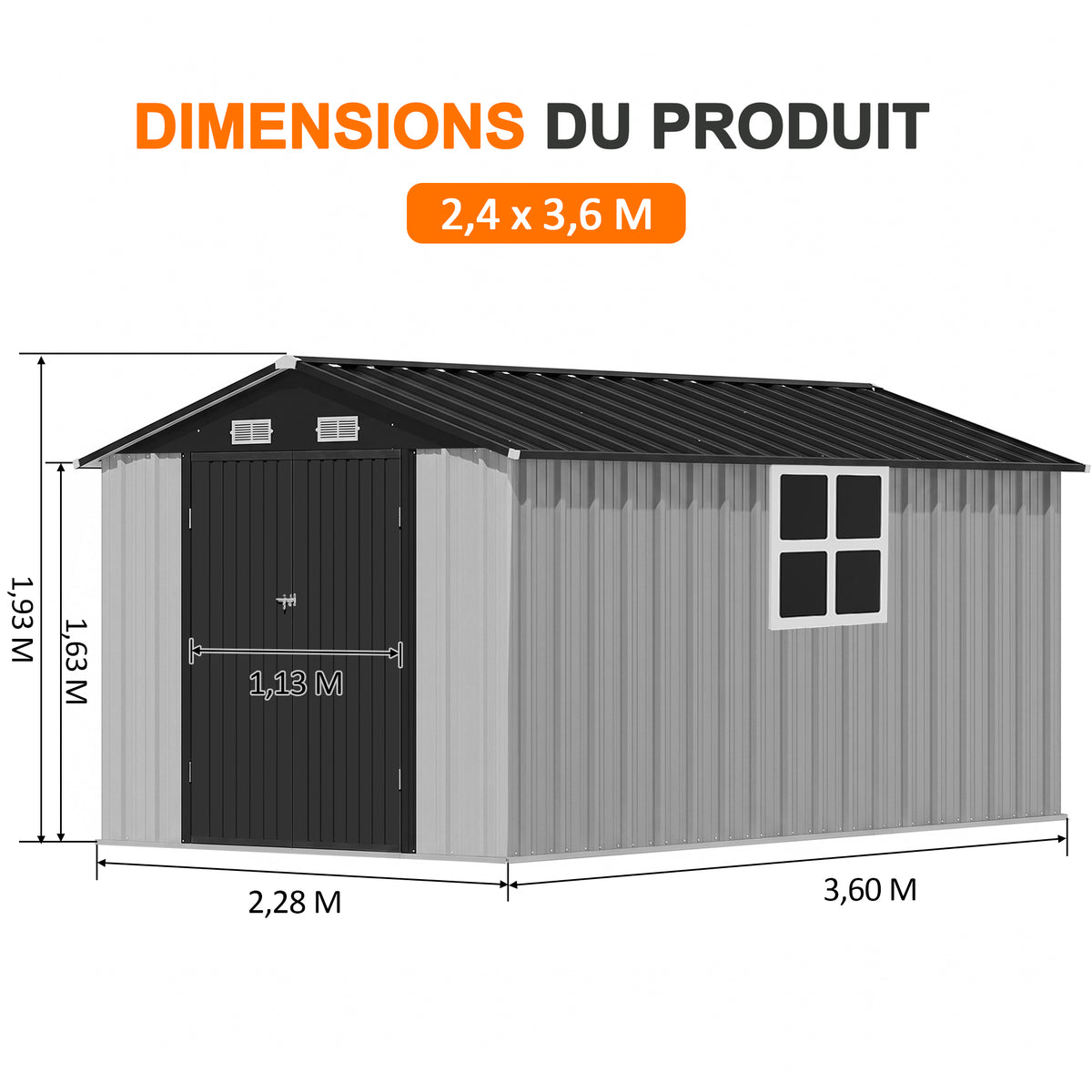 Patioslife YardVault Pro Abri de Jardin Métal Renforcé en Acier Galvanisé avec Fenêtre et Porte Verrouillable, Remise à Outils Extérieure Anti-Rouille