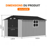 Patioslife YardVault Pro Abri de Jardin Métal Renforcé en Acier Galvanisé avec Fenêtre et Porte Verrouillable, Remise à Outils Extérieure Anti-Rouille