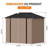 Patioslife Abri de Jardin Métal en Acier Galvanisé à Toit Double Pente – Abri de Rangement Extérieur Résistant aux Intempéries pour Outils de Jardin