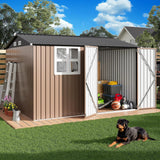 Patioslife Abri de Jardin Métal en Acier Galvanisé à Toit Double Pente – Abri de Rangement Extérieur Résistant aux Intempéries pour Outils de Jardin