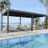 Patioslife Atlantic™，Louvered Pergola，Aluminium Frame，Adjustable Roof，Ambient LED Lights，Freestanding Design，Outdoor Shelter，Patio Pavilion，Deck Pergola，Poolside Shade，Weatherproof，Sunshade & Rain Protection，Modern Outdoor Furniture，Luxury Patio Structure，Contemporary Design，Architectural Style，Premium Outdoor Living

