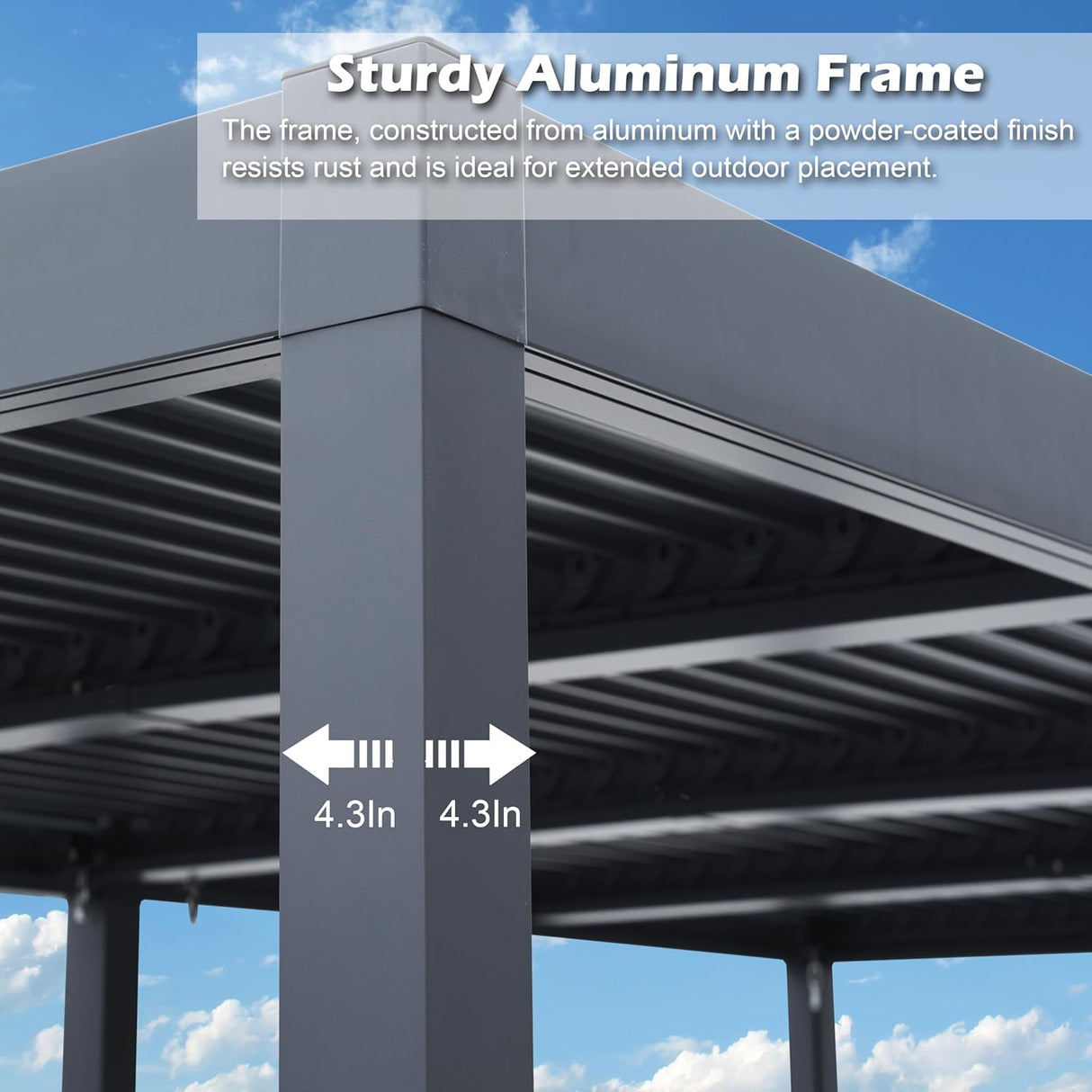 Patioslife Atlantic™ | Pergola à lames orientables en aluminium avec toit réglable et éclairage LED intégré, abri extérieur autonome pour terrasse, patio et piscine