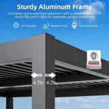 Aluminium Louvered Pergola,patioslife,Poolside,Outdoor Leisure Area,Outdoor Kitchen or Dining Area,Garden Pathway,Rooftop Terrace,Sun Shading & Light Contro,Space Definition, UV protection, weather-proof, and fade-resistance 