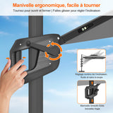 Patioslife Aegis – Parasol déporté Premium avec éclairage LED intégré, base croisée en métal et baleines en fibre de verre