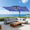 Patioslife Aegis – Parasol déporté Premium avec éclairage LED intégré, base croisée en métal et baleines en fibre de verre