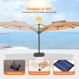 Parasol déporté Patioslife Aegis Pro avec éclairage LED et housse de protection, baleines et mât en aluminium à revêtement thermolaqué — Idéal pour jardins et terrasses