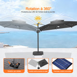 Parasol déporté Patioslife Aegis Pro avec éclairage LED et housse de protection, baleines et mât en aluminium à revêtement thermolaqué — Idéal pour jardins et terrasses