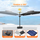 Patioslife Aegis – Parasol déporté Premium avec éclairage LED intégré, base croisée en métal et baleines en fibre de verre