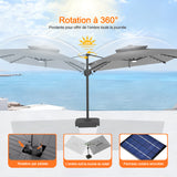 Parasol déporté Patioslife Aegis Pro avec éclairage LED et housse de protection, baleines et mât en aluminium à revêtement thermolaqué — Idéal pour jardins et terrasses