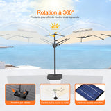 Parasol déporté Patioslife Aegis Pro avec éclairage LED et housse de protection, baleines et mât en aluminium à revêtement thermolaqué — Idéal pour jardins et terrasses