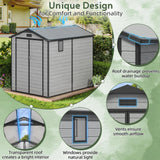 Abri de Jardin en Résine Patioslife YardVault avec Plancher - Cabanon de Rangement Étanche & Anti-UV - Structure Renforcée pour Outils et Vélos