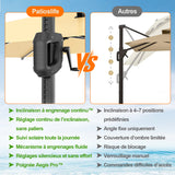 Patioslife Aegis – Parasol déporté Premium avec éclairage LED intégré, base croisée en métal et baleines en fibre de verre
