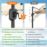 Patioslife Aegis – Parasol déporté Premium avec éclairage LED intégré, base croisée en métal et baleines en fibre de verre