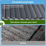 Patioslife Atlantic™ | Pergola à lames orientables en aluminium avec toit réglable et éclairage LED intégré, abri extérieur autonome pour terrasse, patio et piscine