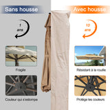 Patioslife Aegis – Housse pour Parasol Déporté de 2,7–4 m – Oxford 600D, Imperméable & Anti-UV