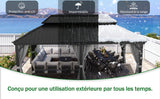 Patioslife Haven | Tonnelle à Toit Rigide, Pergola & Pavillon – Poteaux Robustes 12x12 cm, Système de Drainage Intégré & Double Ventilation, Extérieur & Jardin