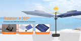 Patioslife Aegis – Parasol déporté Premium avec éclairage LED intégré, base croisée en métal et baleines en fibre de verre
