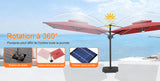 Patioslife Aegis – Parasol déporté Premium avec éclairage LED intégré, base croisée en métal et baleines en fibre de verre